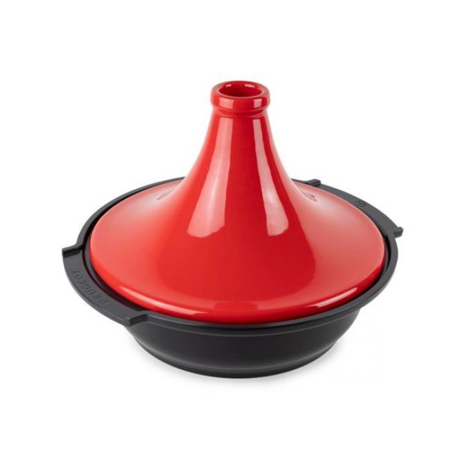 Tajine base en Aluminium recycl&eacute; et couvercle en c&eacute;ramique Rouge 30 cm